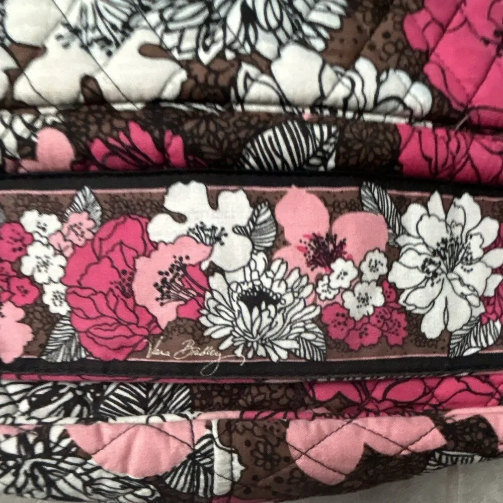 Vera Bradley Floral Pink Brown White computer bag size 15 x 12 x 4 inches